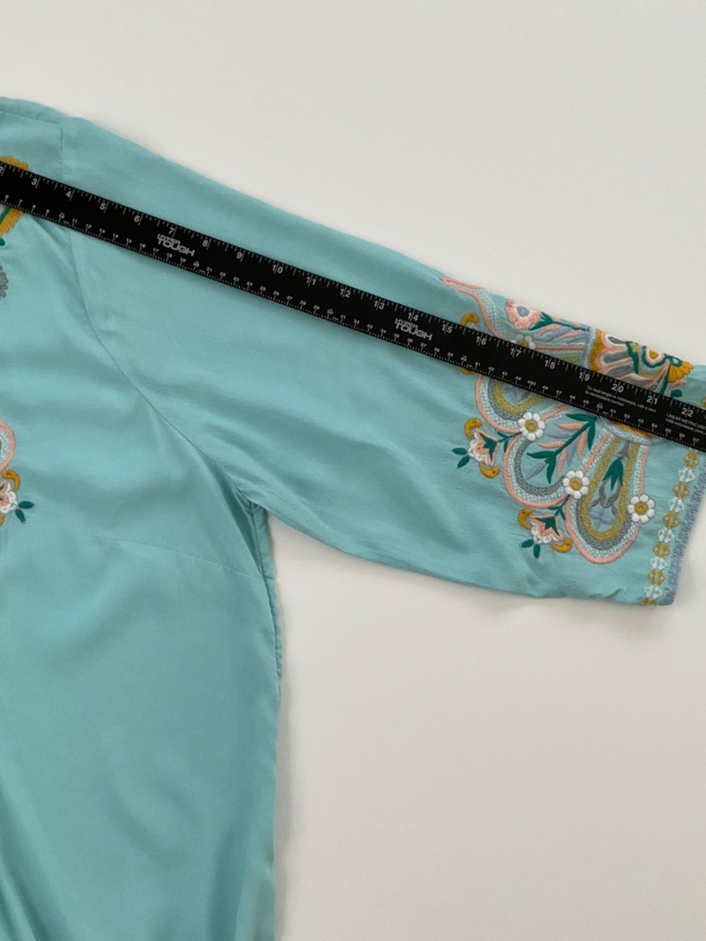 Soft Surroundings River Island Tunic 2 XL Aqua Blue Embroidered Boho Resortwear - Picture 7 of 12